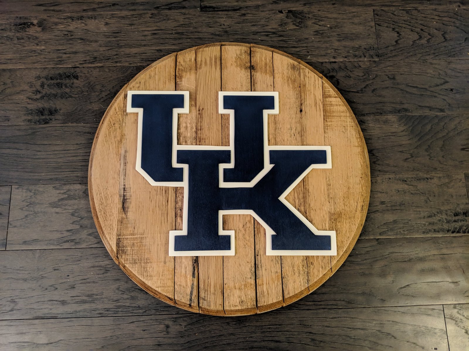 Kentucky Wildcats Bourbon Barrel Head (Stained) Made By Jay Lane